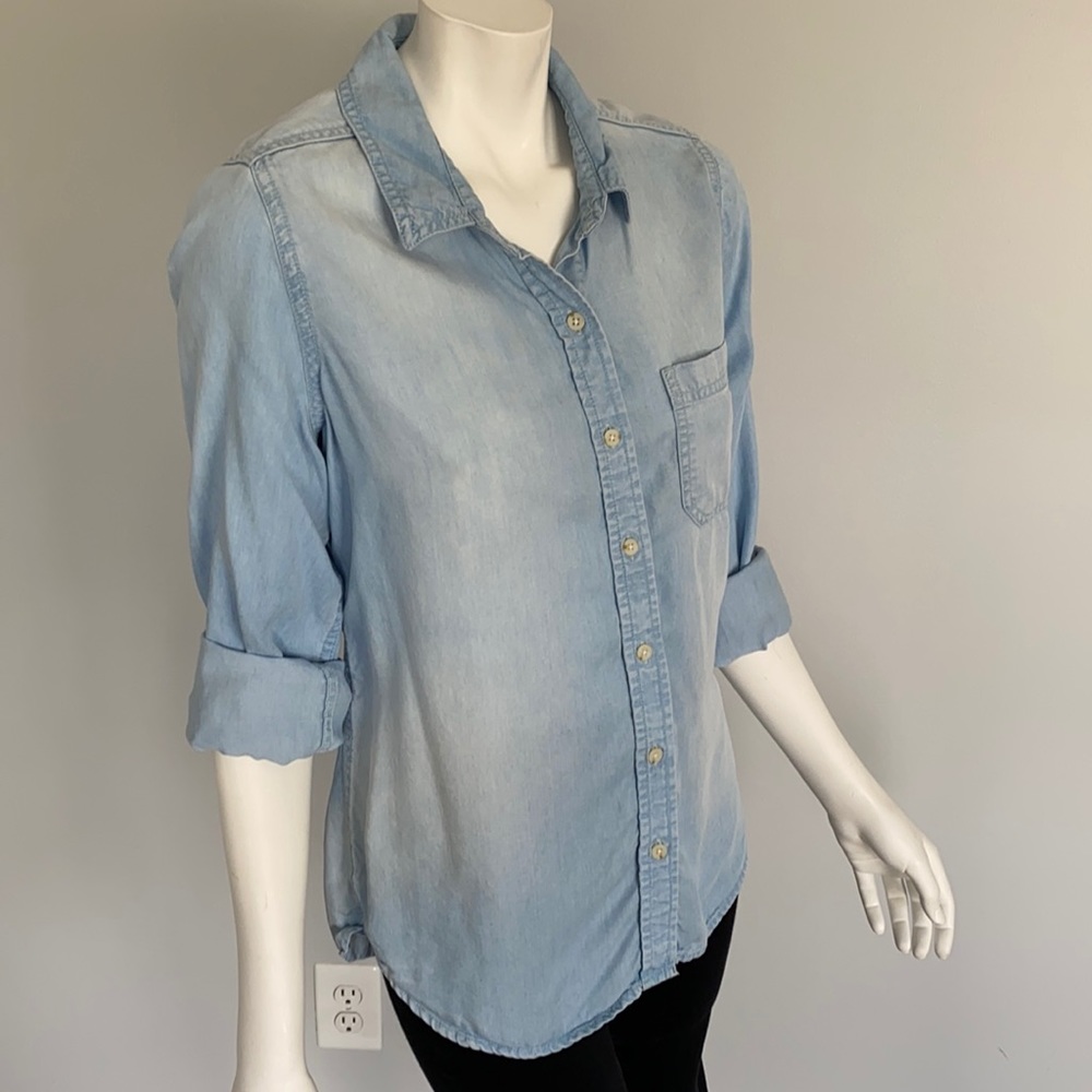 Button Down Light Wash Denim Shirt